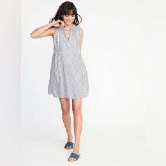 OLD NAVY Lace Up Sleeveless Swing Dress Size XS Petite - Picture 10 of 12